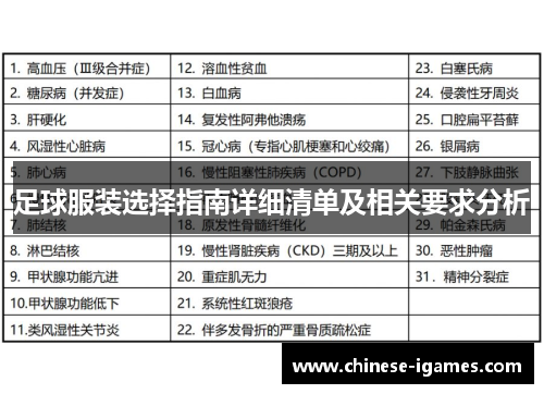 足球服装选择指南详细清单及相关要求分析